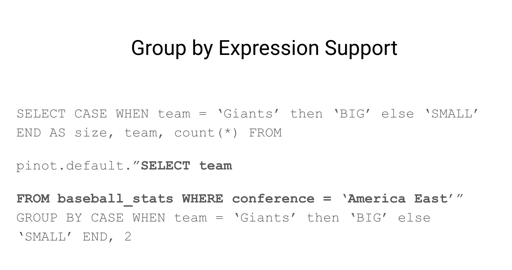 Apache Pinot group by expression support Apache Pinot group by expression support