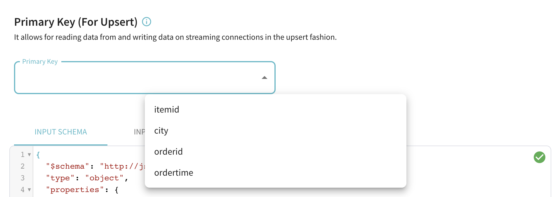Selecting the primary key column for enabling upserts in real-time datasets Selecting the primary key column for enabling upserts in real-time datasets