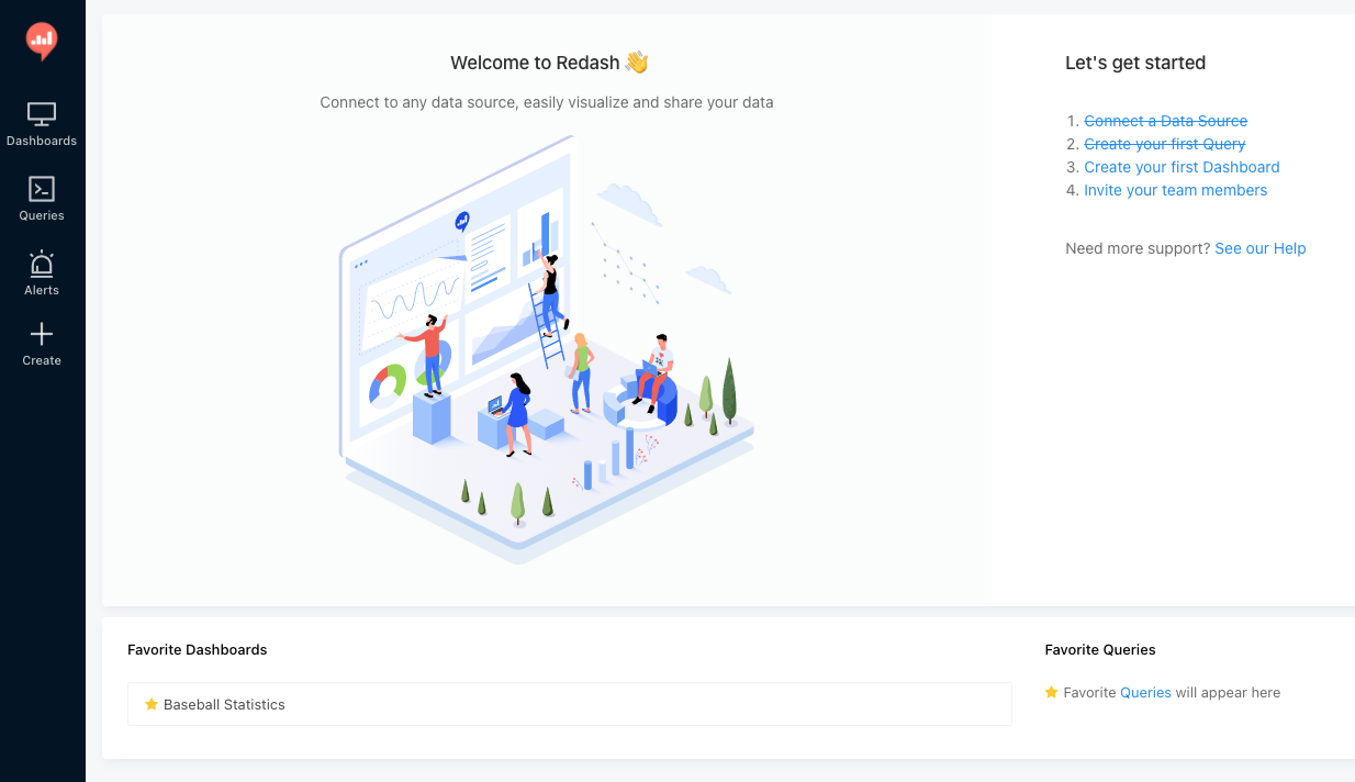 Redash welcome screen Redash welcome screen