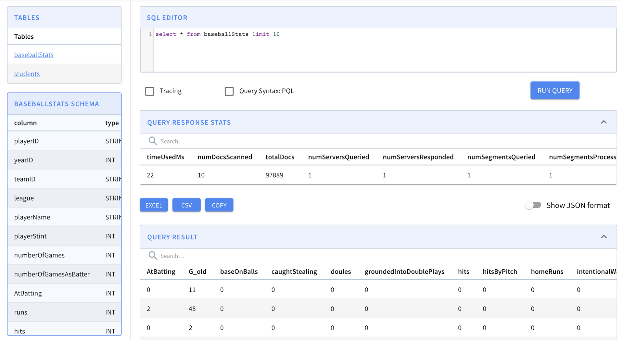 Baseballstats Table With Data Baseballstats Table With Data