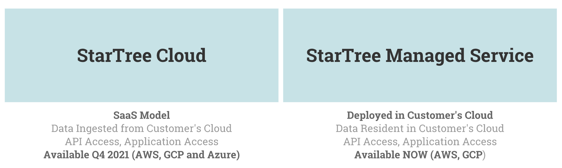 Overview of StarTree Cloud's first deployment models in 2021 including SaaS and BYOC