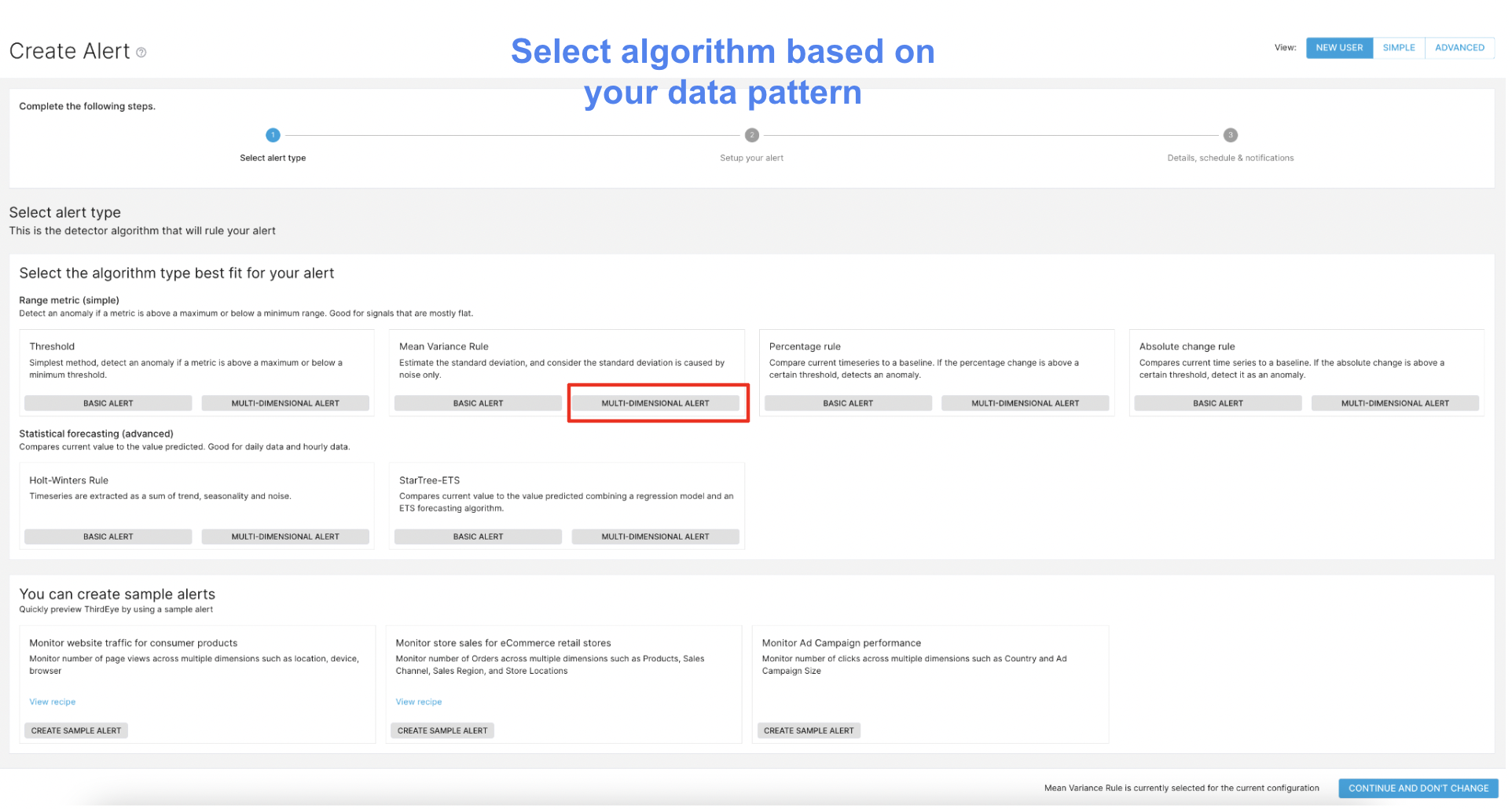 Sample algorithm selection in StarTree ThirdEye based on data patterns Sample algorithm selection in StarTree ThirdEye based on data patterns