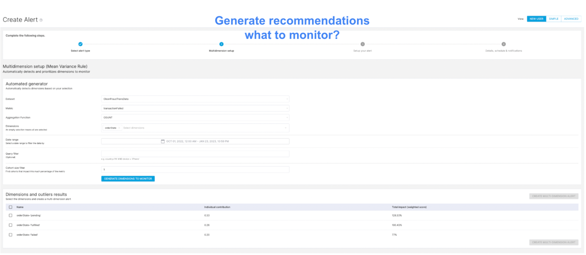 Sample StarTree ThirdEye generated recommendations for monitoring Sample StarTree ThirdEye generated recommendations for monitoring